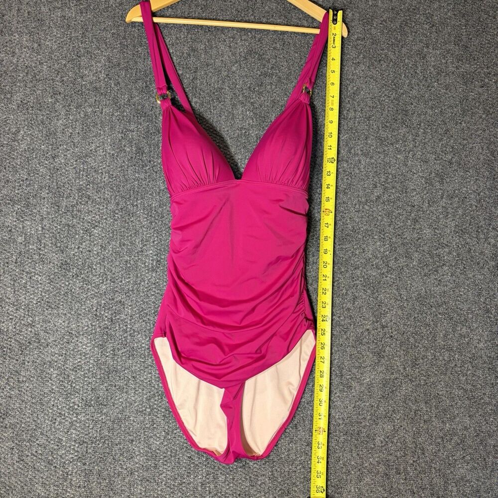 Victoria Secret L Lace Back One Piece Swimsuit Bikini Ruched Pink Large - Picture 7 of 12